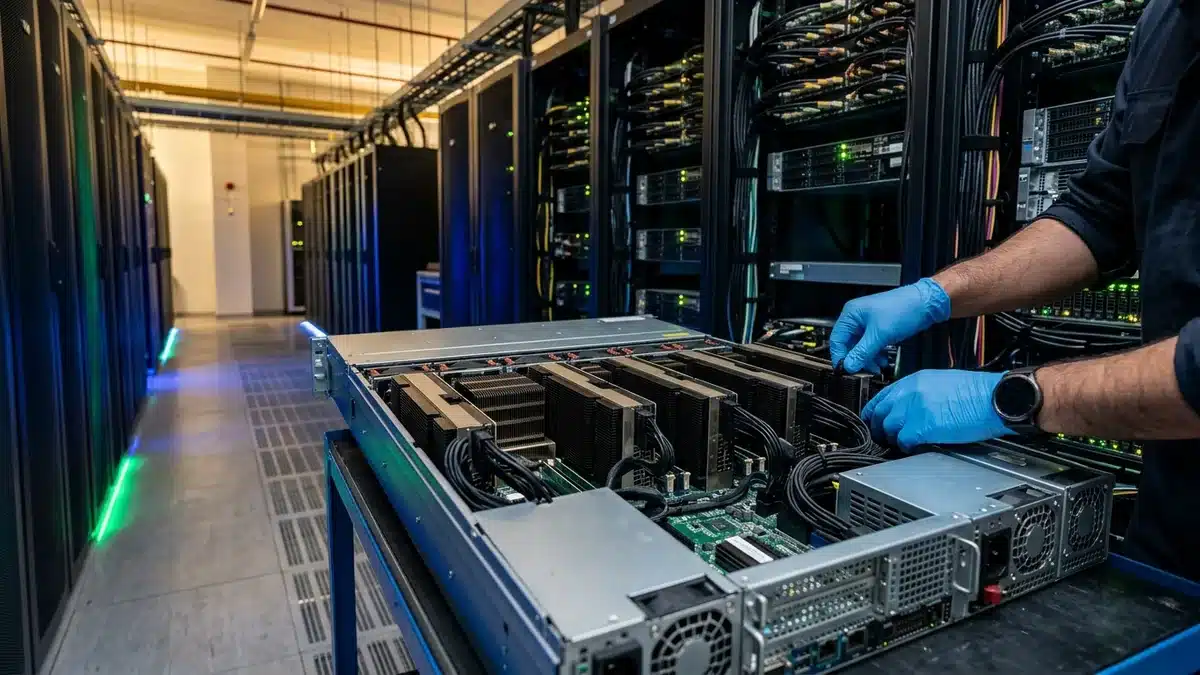 8-GPU AI server for LLM inference in a Dubai data center