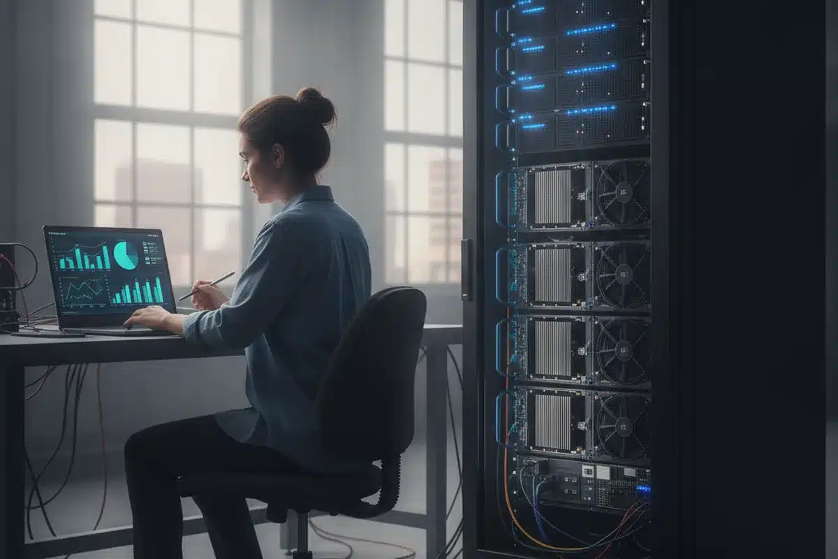 Reviewing GPU cost model next to a server