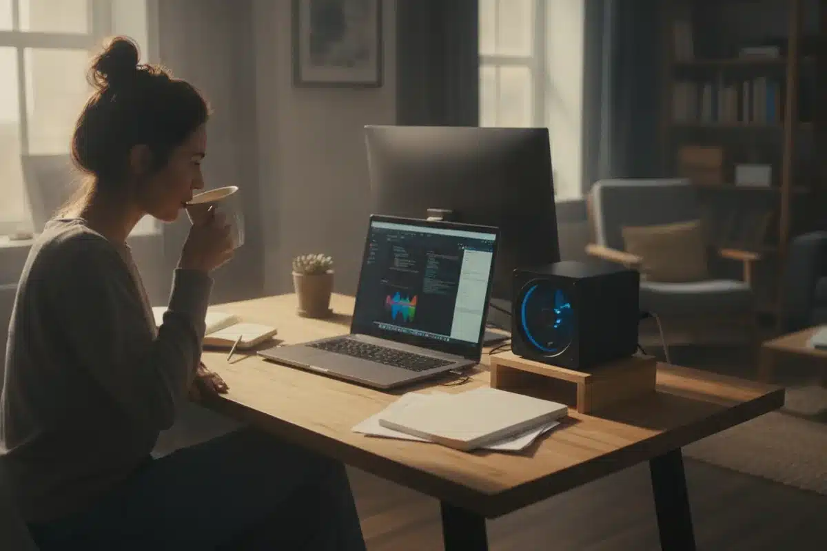 NVIDIA GB10 / DGX Spark Desktop AI: Who Should Buy It AI developer working with a desktop AI system
