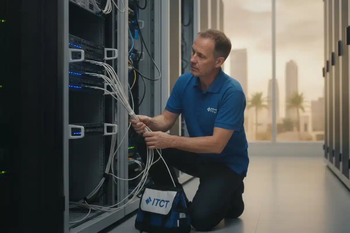 GPU Cluster Mistakes: 7 Errors to Avoid Before You Buy Engineer checking network cables and optics on a GPU cluster switch