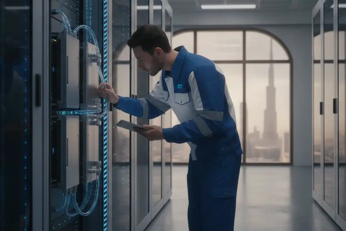 GPU Cluster Mistakes: 7 Errors to Avoid Before You Buy Data center technician inspecting liquid cooling on GPU servers