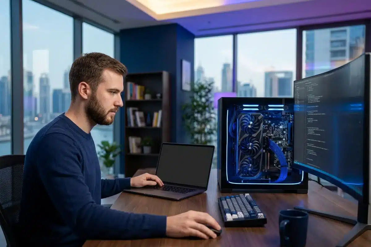 Developer workstation with GPU running Ollama locally